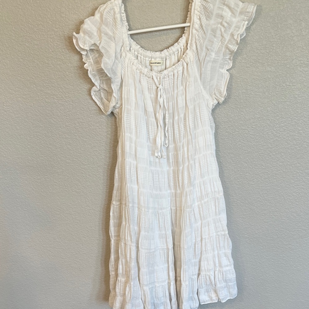 Max Studio White Textured Mini Dress